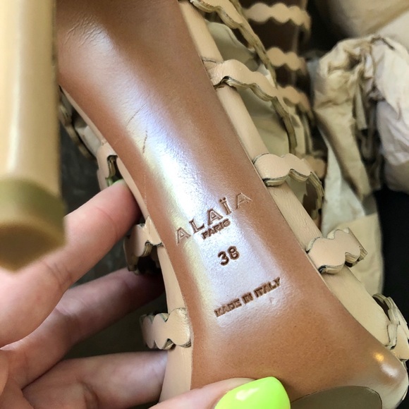 Alaia Nude Strappy Sandal Heels - Picture 5 of 8